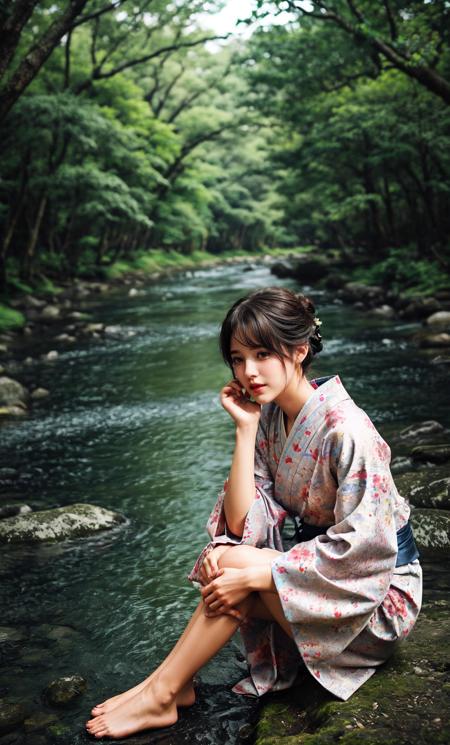 35312-729331400-1girl,slg,river,updo hairstyle, kimono,beautiful long legs,shallow depth of field, dusk ,😀,.png